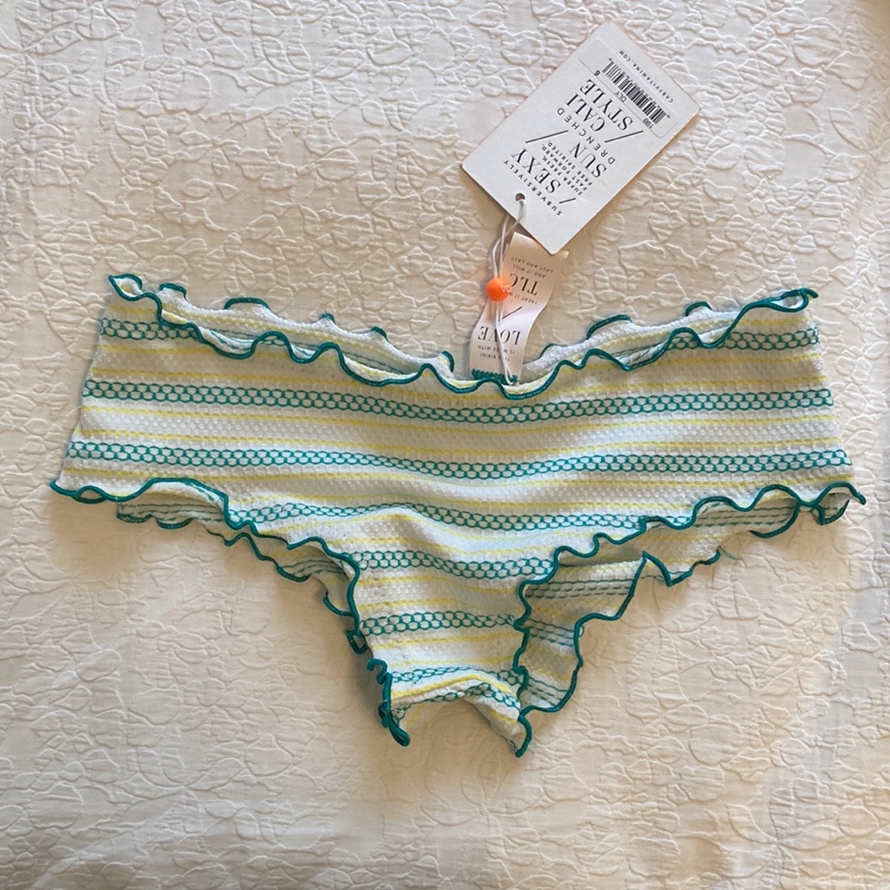 Vitamin A White Teal Yellow Stripe Bottom 6
